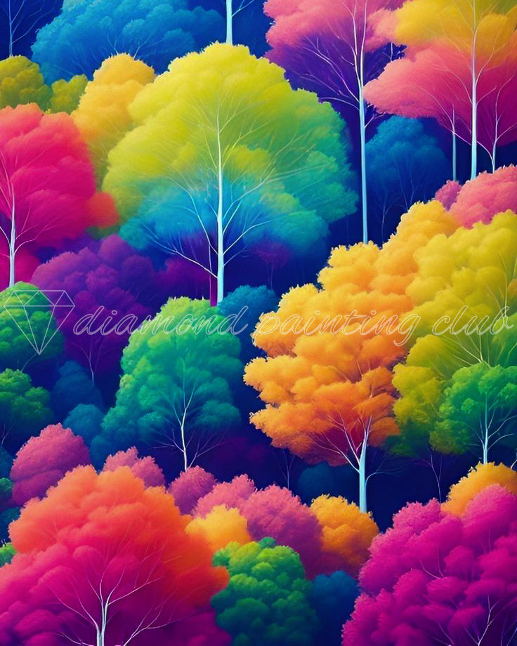 Multi Color Trees Paint With Diamonds – All Diamond Painting Art