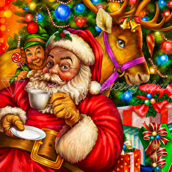 Santa Drinking Tea Christmas Diamond Art – All Diamond Painting Art