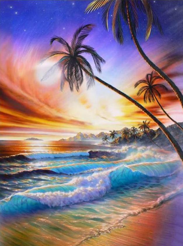 Sunset Beach, Beach Scenic Diamond Painting