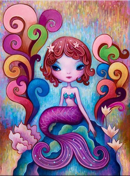 Cute Little Mermaid - Paint by Diamonds – All Diamond Painting Art