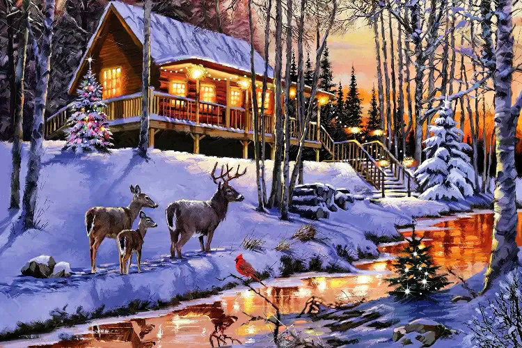 Deer & Winter Snow Diamond Painting