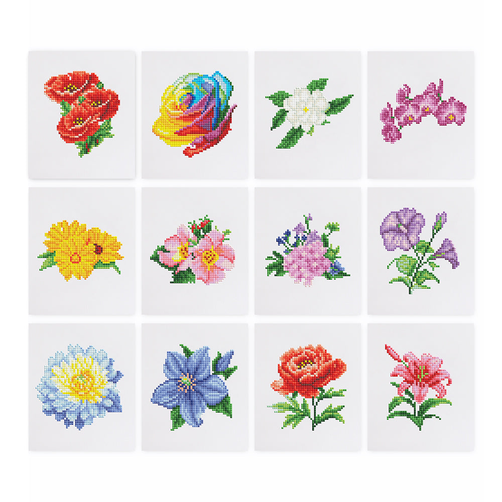 12Pcs Flowers Mini Diamond Art Set