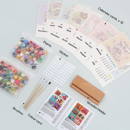 12 Pieces Cartoon Calender Set - Paint By Numbers