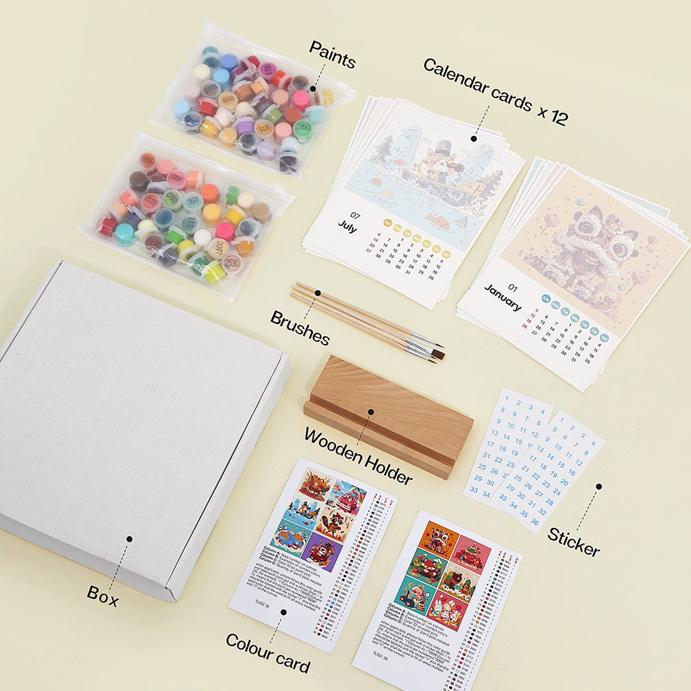 12 Pieces Cartoon Calender Set - Paint By Numbers