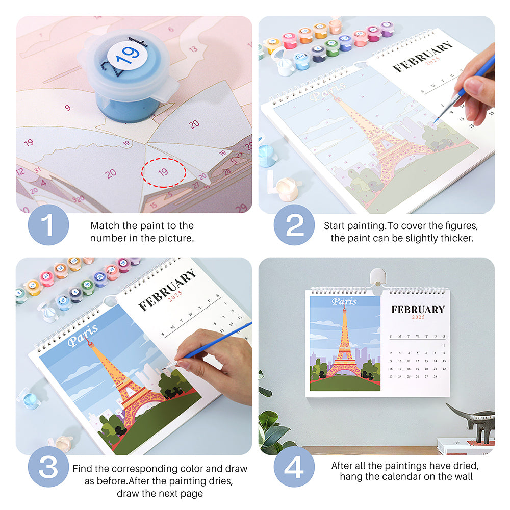 12 Pieces 2025 Calender Set - Paint By Numbers