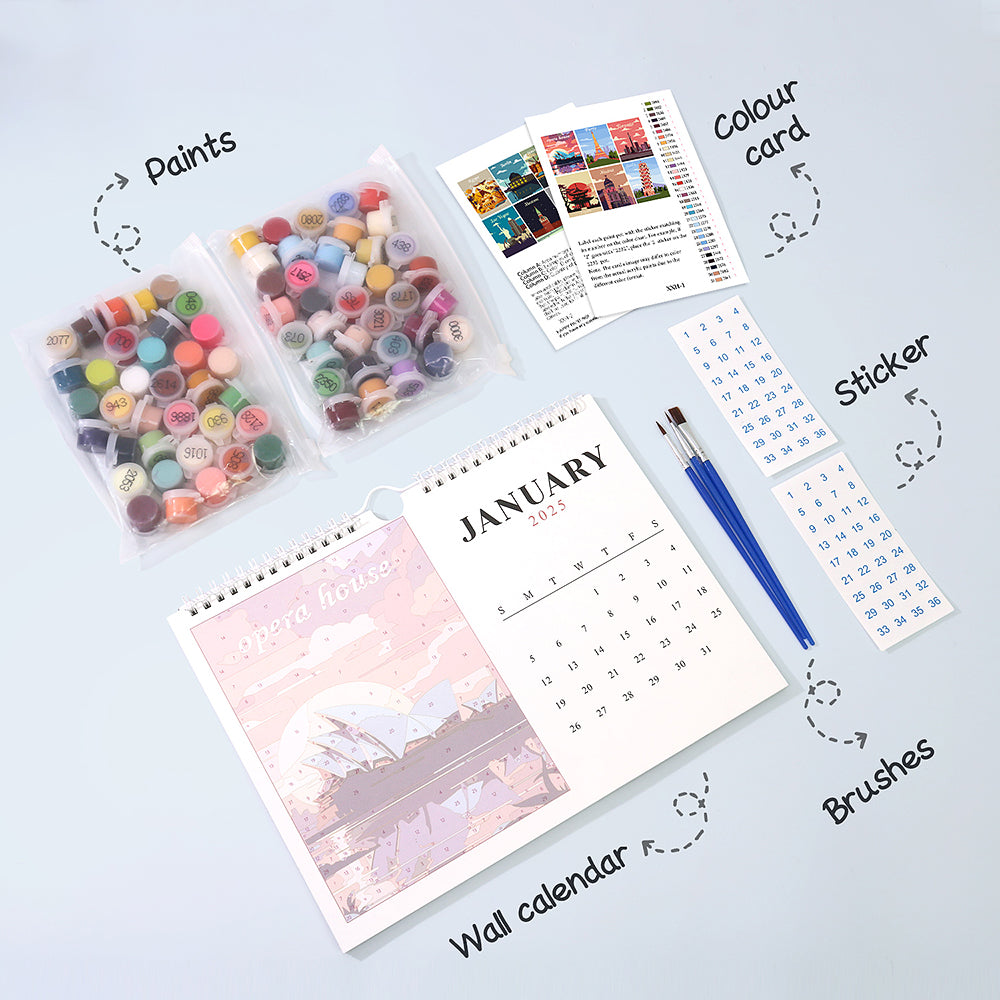 12 Pieces 2025 Calender Set - Paint By Numbers