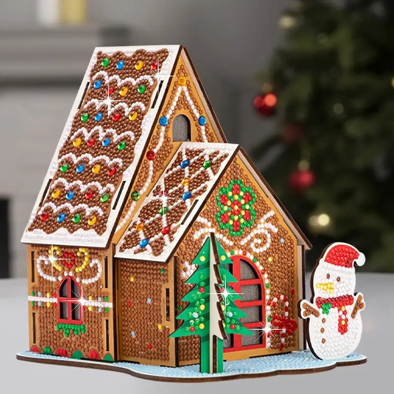 Diamond Bead Art Christmas House Puzzle