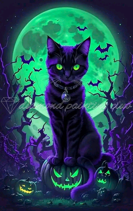 Halloween Scary Cat Diamond Painting Kit