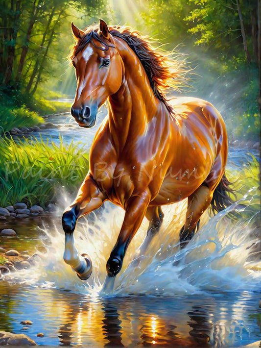 Horse Running In Water Painting By Numbers