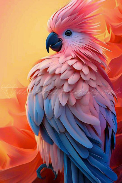 Pink Blue Parrot Diamond Gem Art