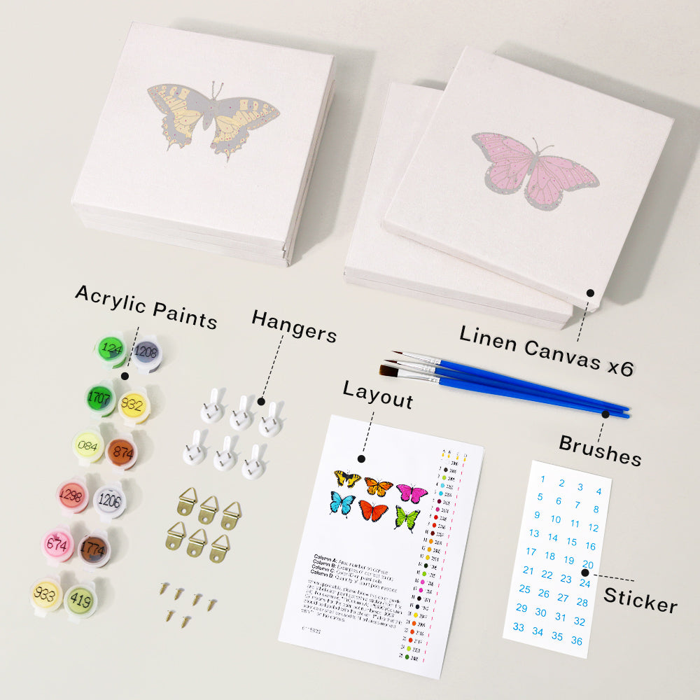 6pcs Set - Mini Butterfly Paint By Numbers