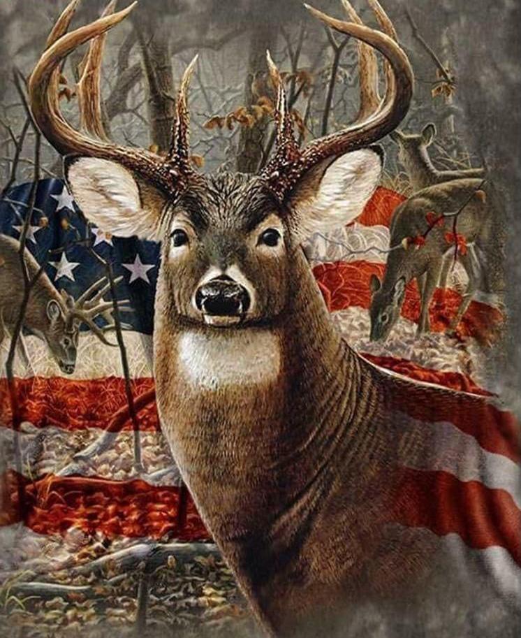 American Flag Deer - Diamond Painting