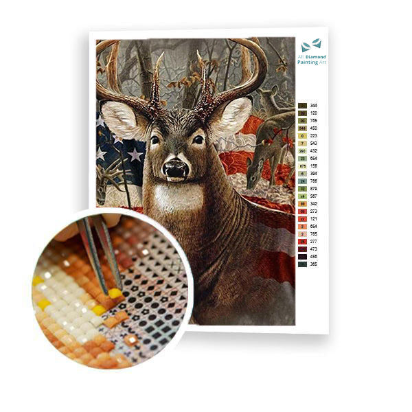 American Flag Deer - Diamond Painting