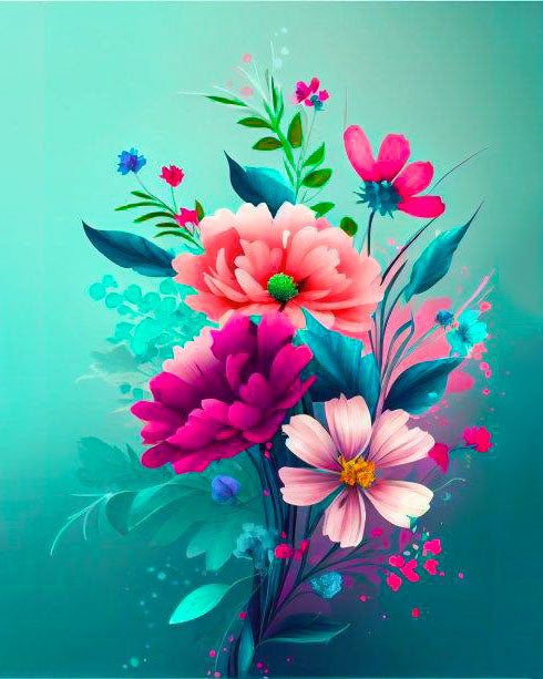 Wunderschönes Diamant-Kunstset mit Blumen 