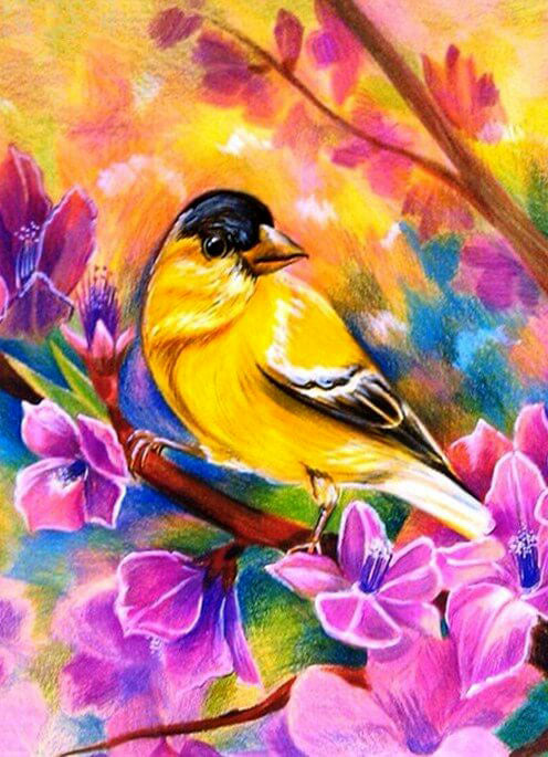 Beautiful Yellow Bird Diamond Painting