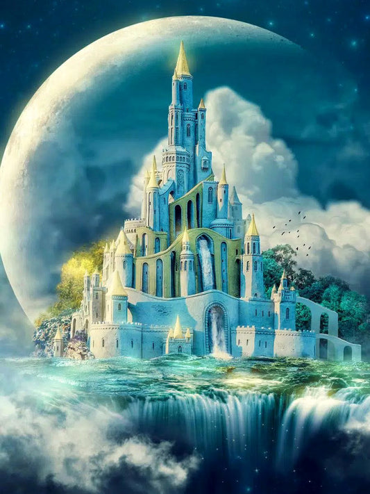 Schloss im Himmel – Fantasy-Diamantgemälde 