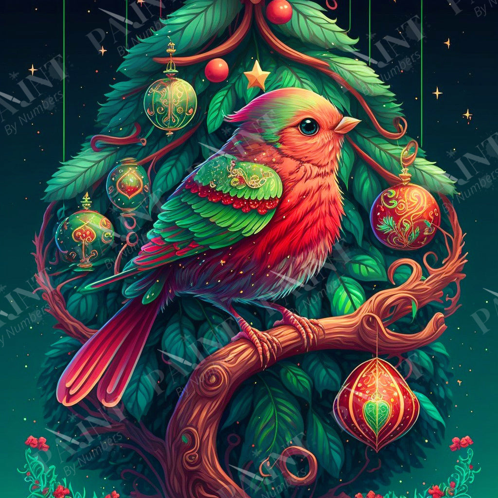 Christmas Bird Painting By Numbers