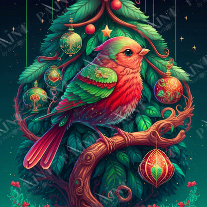 Christmas Bird Painting By Numbers