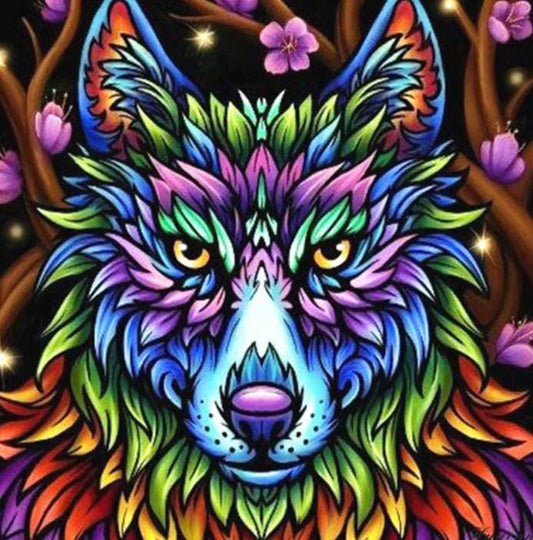Colorful Wolf - Paint by Diamonds