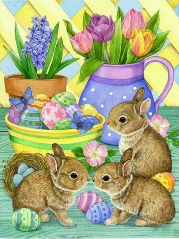 Cute Rabbits - Easter Diamond Painting