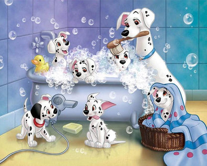 Dalmatians Having Bath Fun