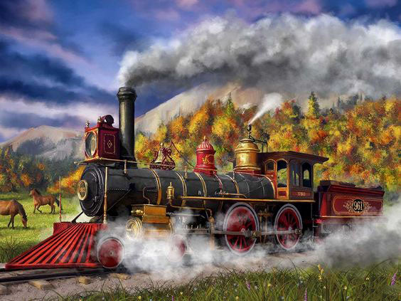 paint by numbers Art - Nature Steam Train