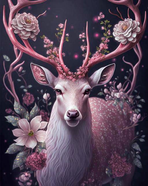 Flowers Guardian - Deer Paint By Number