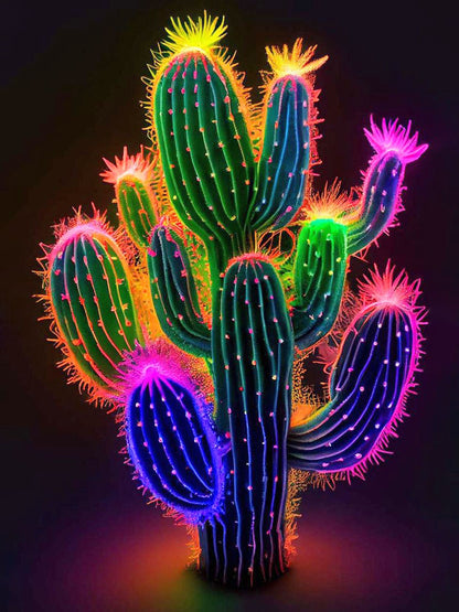 Peinture au diamant de cactus rougeoyant 