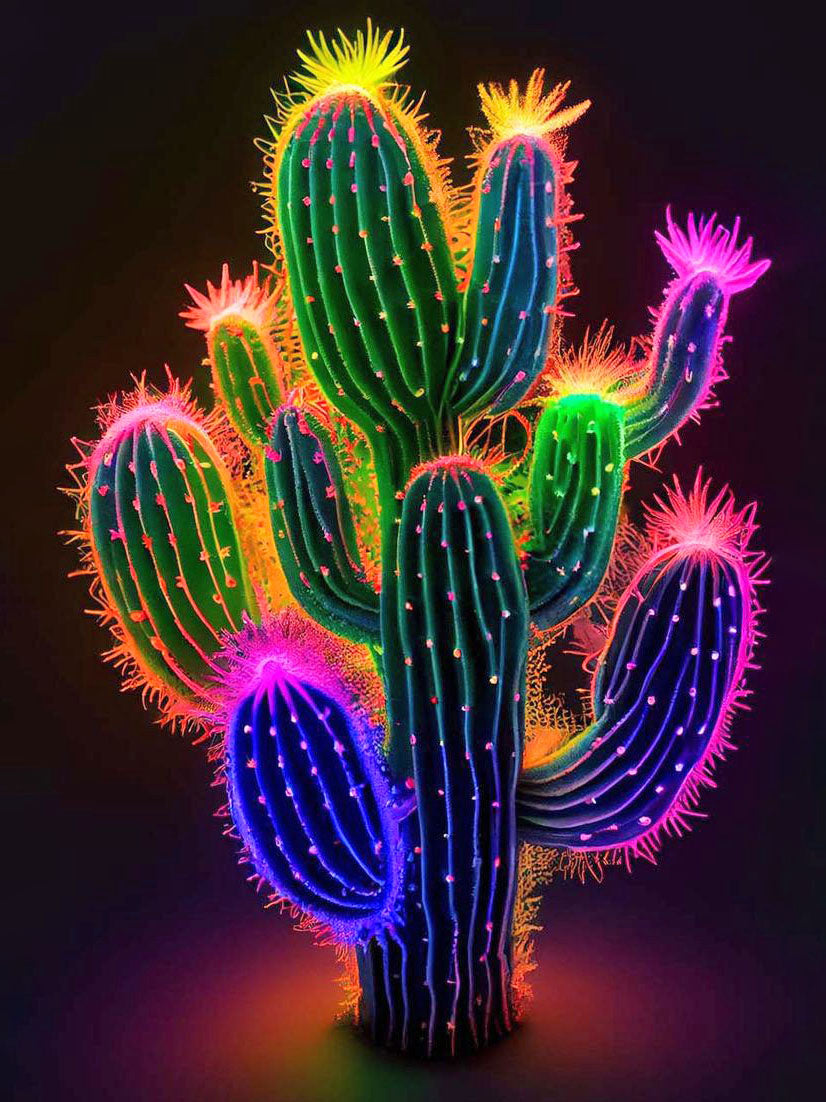 Glowing Cactus Paint By Numbers For Adults