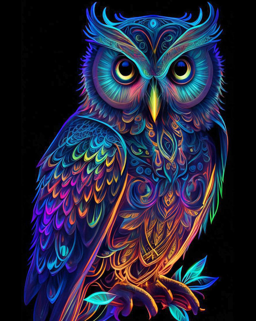 Glowing Owl - Birds Diamond Painting