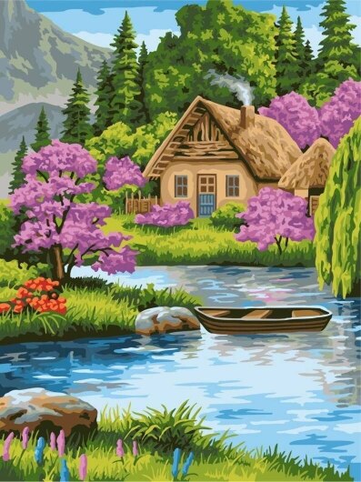 House By Lake - Painting By Number For Adults