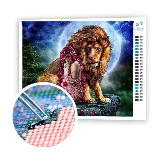 Lion le protecteur-Kit de peinture diamant animal 