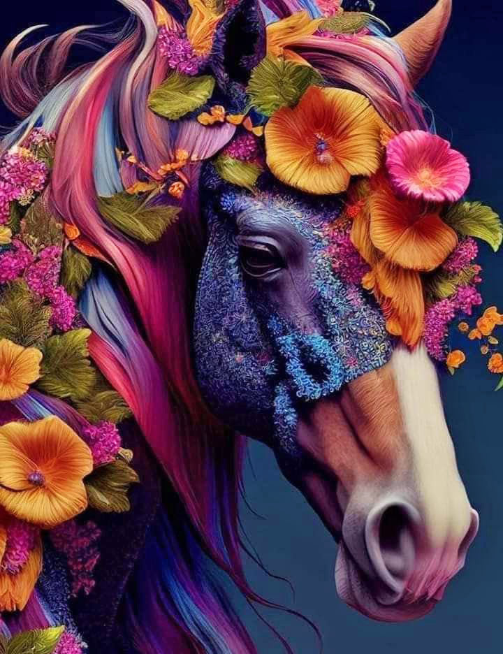 Lovely Flowers Horse Paint By Numbers