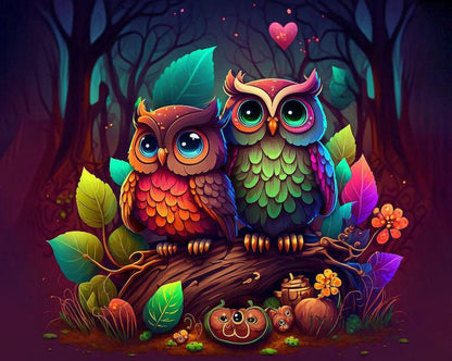 Lovely Owls Halloween Party Paint By Numbers