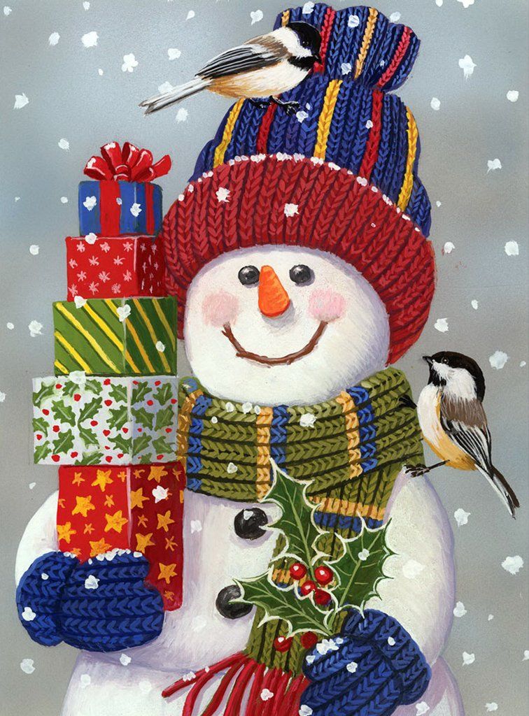 Snowman With Gifts Painting Diamond - All Diamond Painting Art