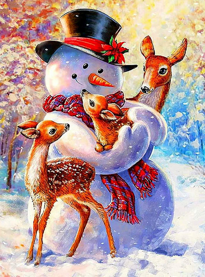 Snowman & Deer - Christmas Diamond Painting
