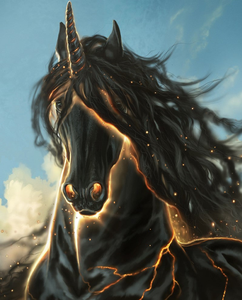 Black Alluring Unicorn - Diamond Paint - All Diamond Painting Art