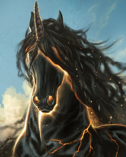 Black Alluring Unicorn - Diamond Paint - All Diamond Painting Art