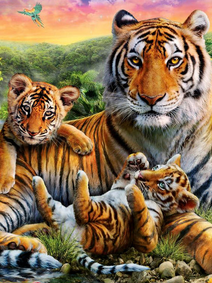 Tigress With Cubs - Animal Diamond Painting