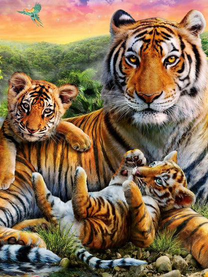 Tigress With Cubs - Animal paint by numbers