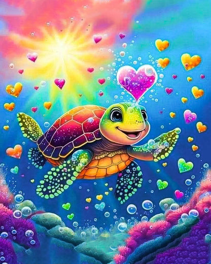 Turtle In Ocean Diamond Art