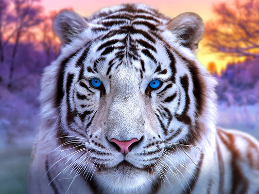 Tigre blanc puissant - Art du diamant 