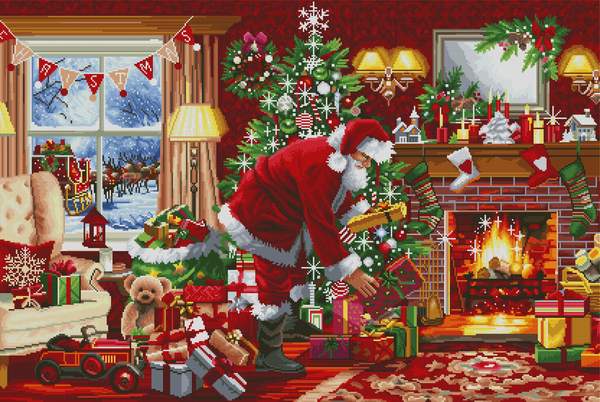 Santa Claus with Christmas Gifts Best Diamond Painting Kit - All Diamond Painting Art