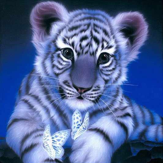 White Tiger Cub - 5D Diamond Art - All Diamond Painting Art