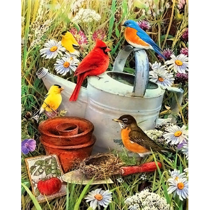 Colorful Birds In Garden - 5D Diamond Art - All Diamond Painting Art
