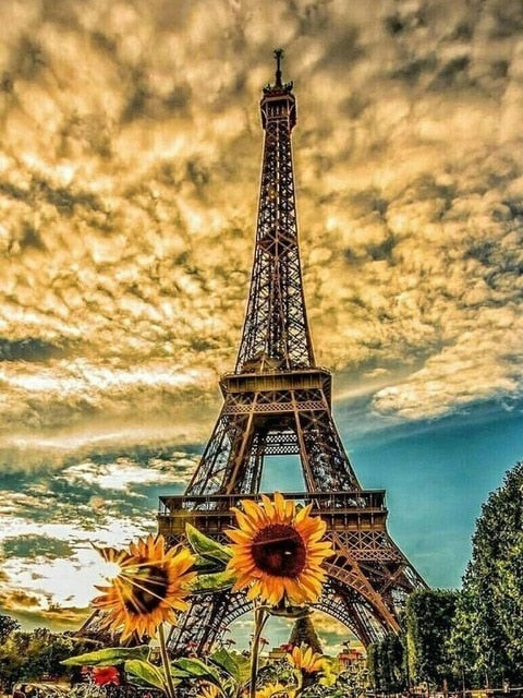 Eiffel Tower Sunflower DIY Painting Kit - All Diamond Painting Art