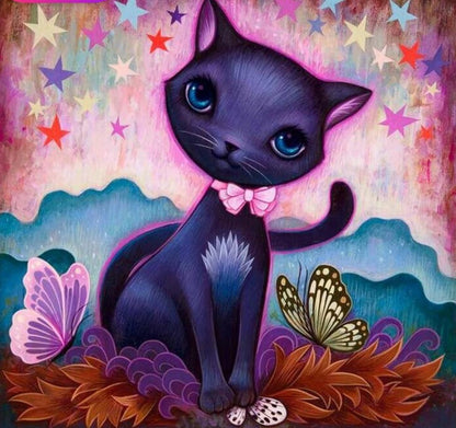 Lovely Cat & Butterflies - 5D Diamond Art - All Diamond Painting Art